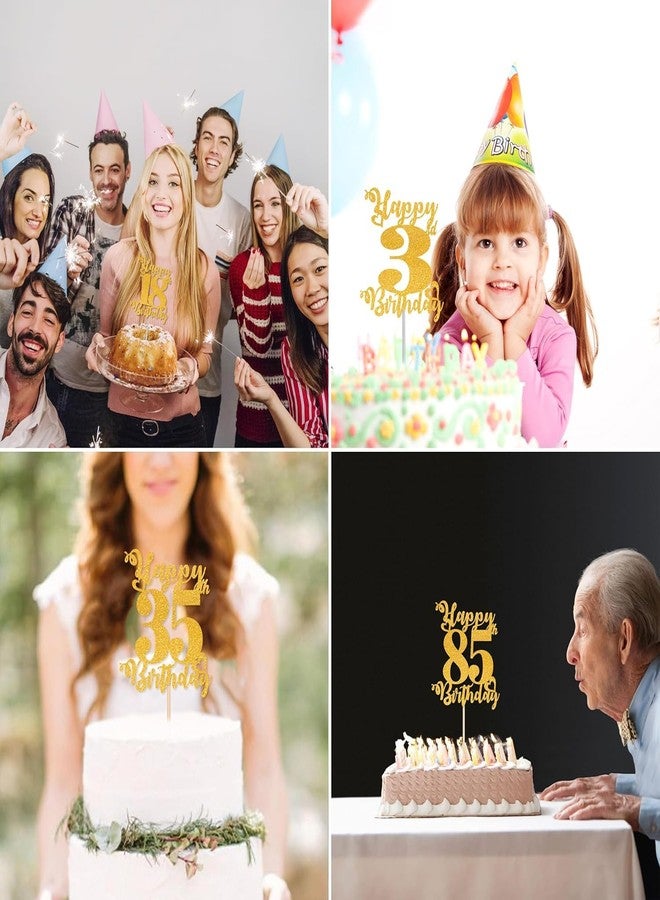 TrifleArte زينة كعكة عيد ميلاد سعيد 60 من ترايفل آرت | زينة كعكة ذهبية لامعة لأعياد الميلاد | زينة كعكة أنيقة وقابلة لإعادة الاستخدام للبنات والأولاد والبالغين | زينة كعكة مُجمّعة مسبقًا - Image 5